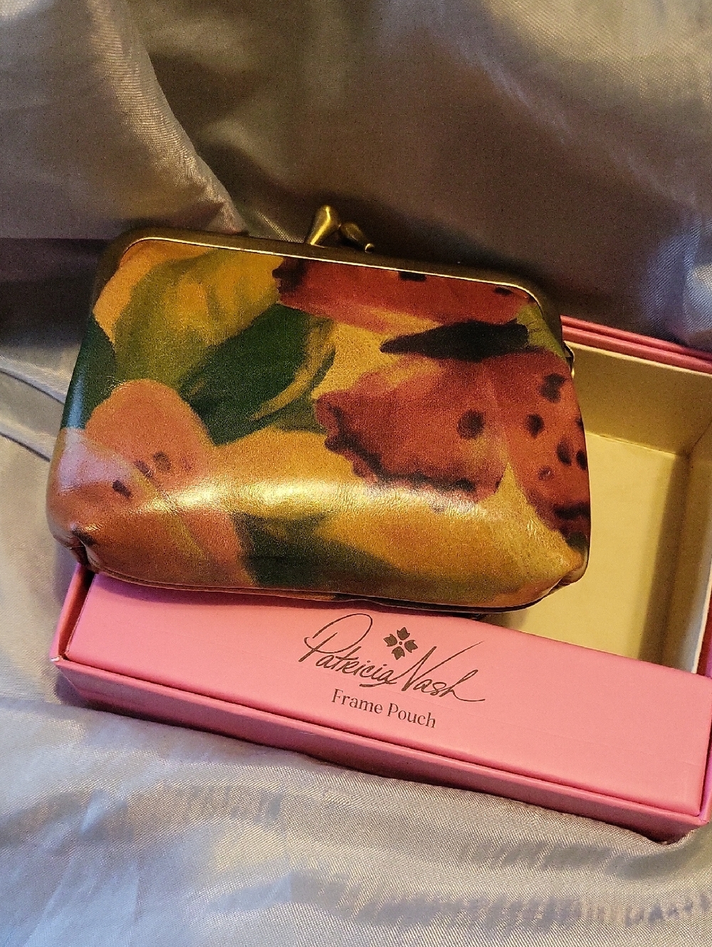 Patricia NASH BORSE Leather Coin Purse W Keychain Ring BNib
